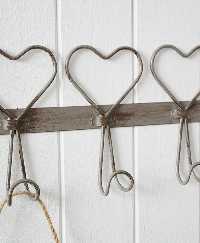 Grey Hearts Hooks - Hall Coat Storage from The White Lighthouse