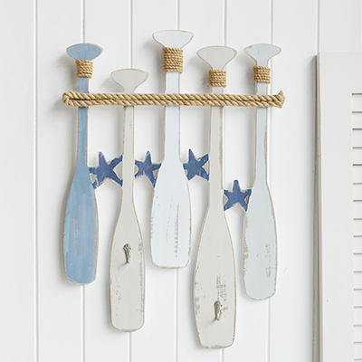 Nautical, coastal and beach home decor accessories and Furniture from The White Lighthouse Furniture Paddles and Stars -  New England Coastal style interior design