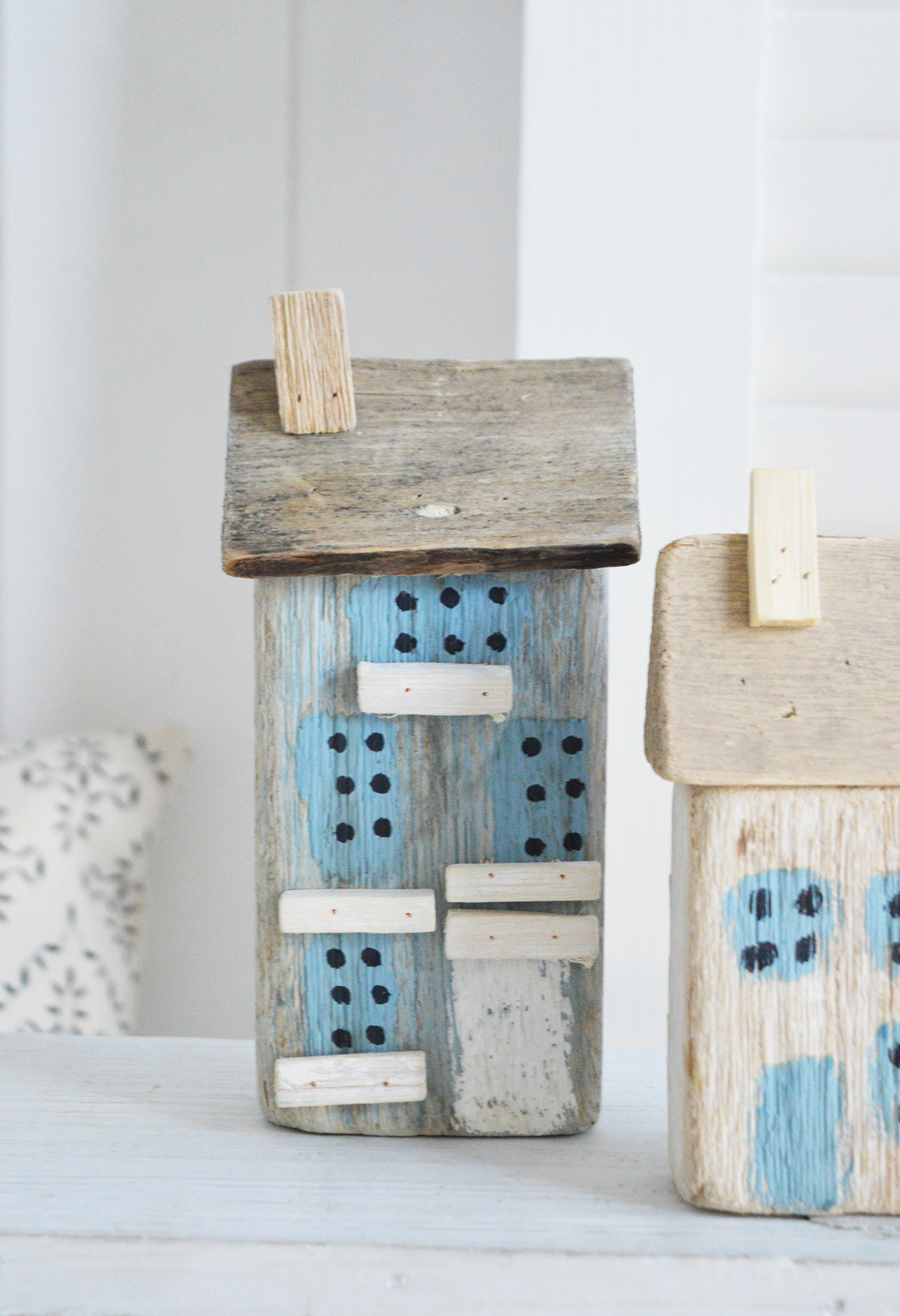 Driftwood Wooden houses from The White Lighthouse Home Decor. New England Furniture and home decor accessories for the home interiors