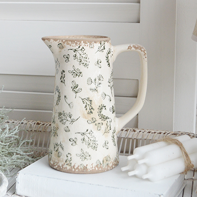 Westbrook vintage style ceramic jug to suit New England interiors complementing modern farmhouse, country and coastal furniture