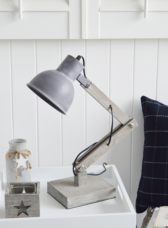 Brentwood Angled Desk Table Lamp from The White Lighthouse for New England, Country, Coastal, City and White interiors for hallway, living room, bedroom furniture