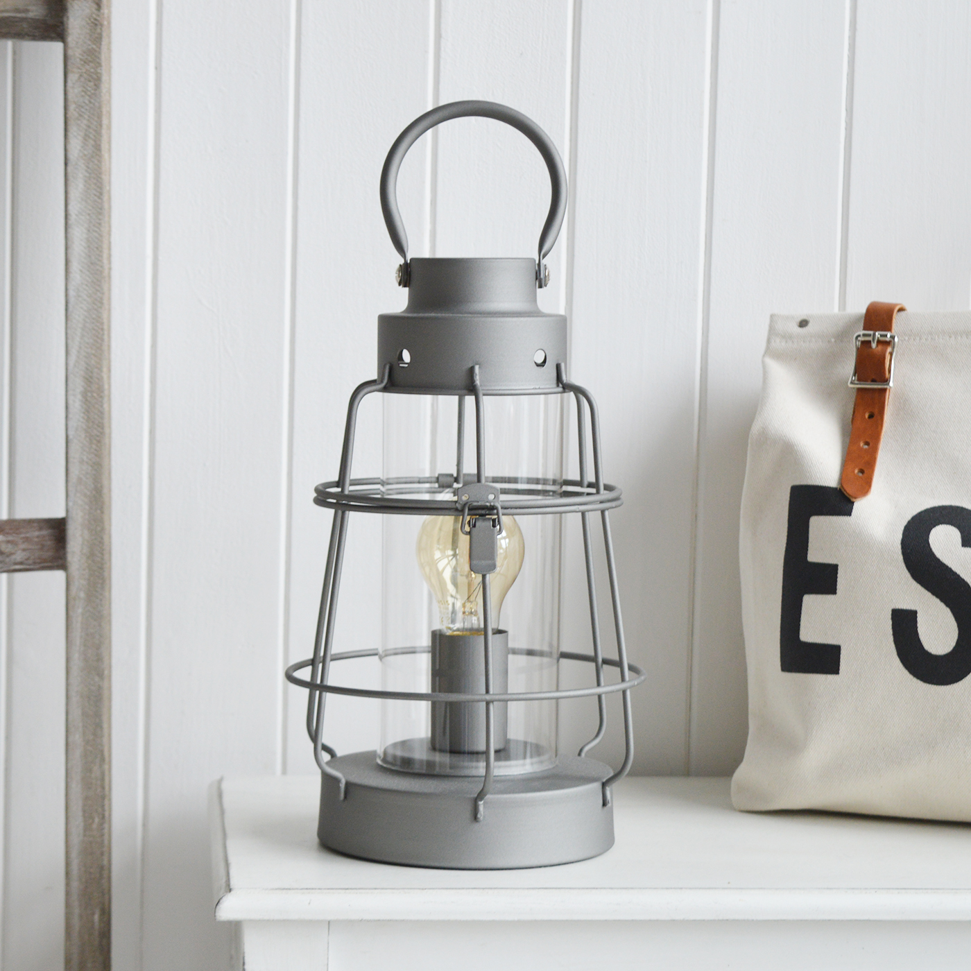 Brooksville Lantern table lamp for New England coastal home interiors