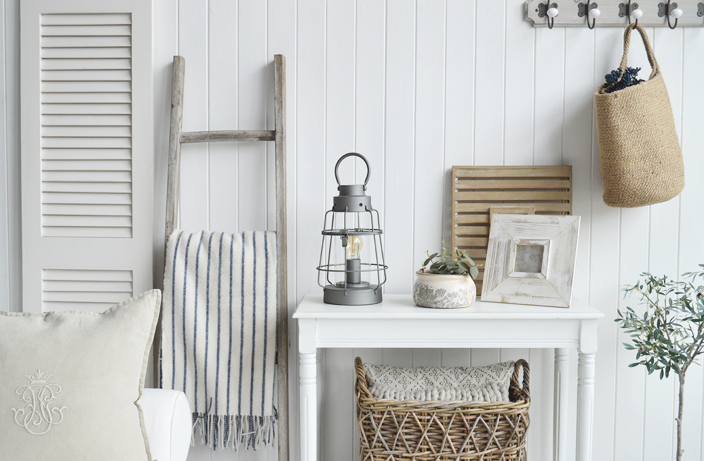 Brooksville Lantern table lamp for New England coastal home interiors