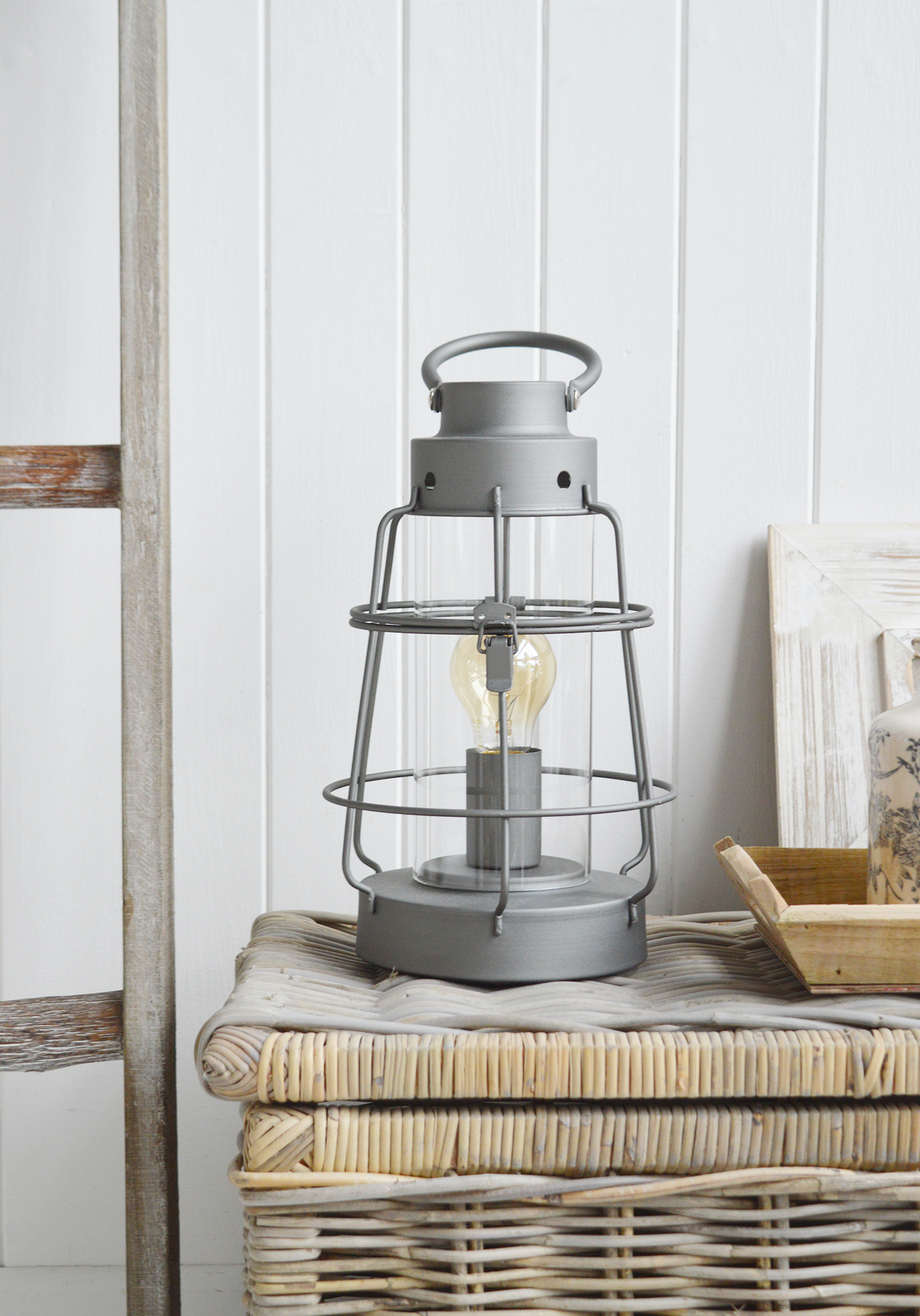 Brooksville Lantern table lamp for New England coastal home interiors