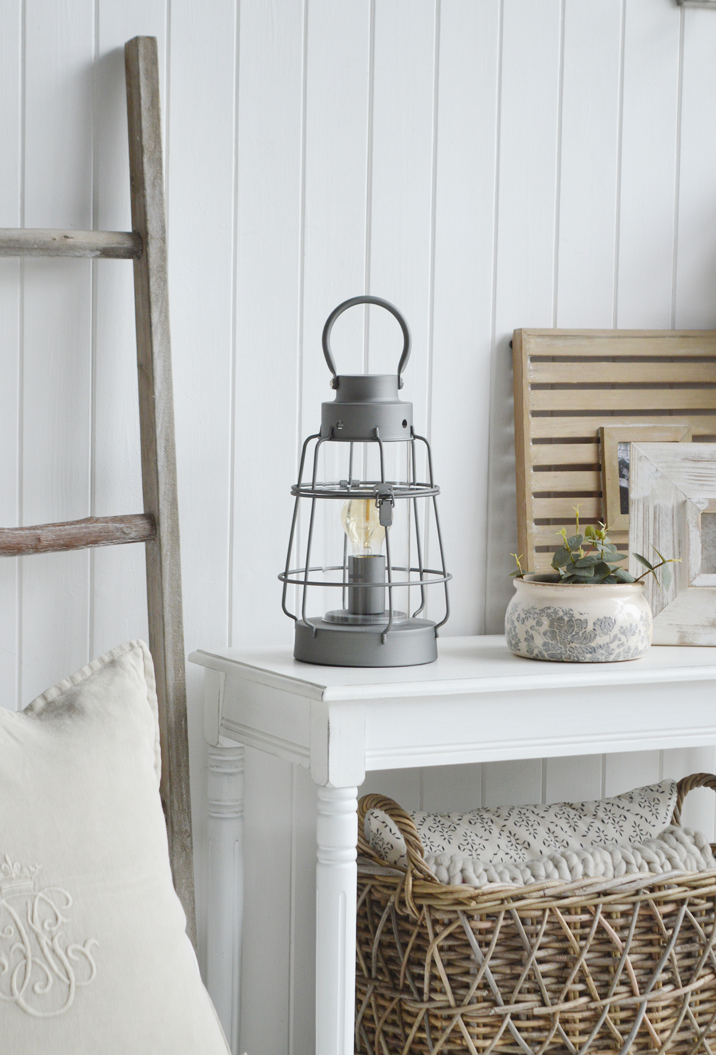 Brooksville Lantern table lamp for New England coastal home interiors