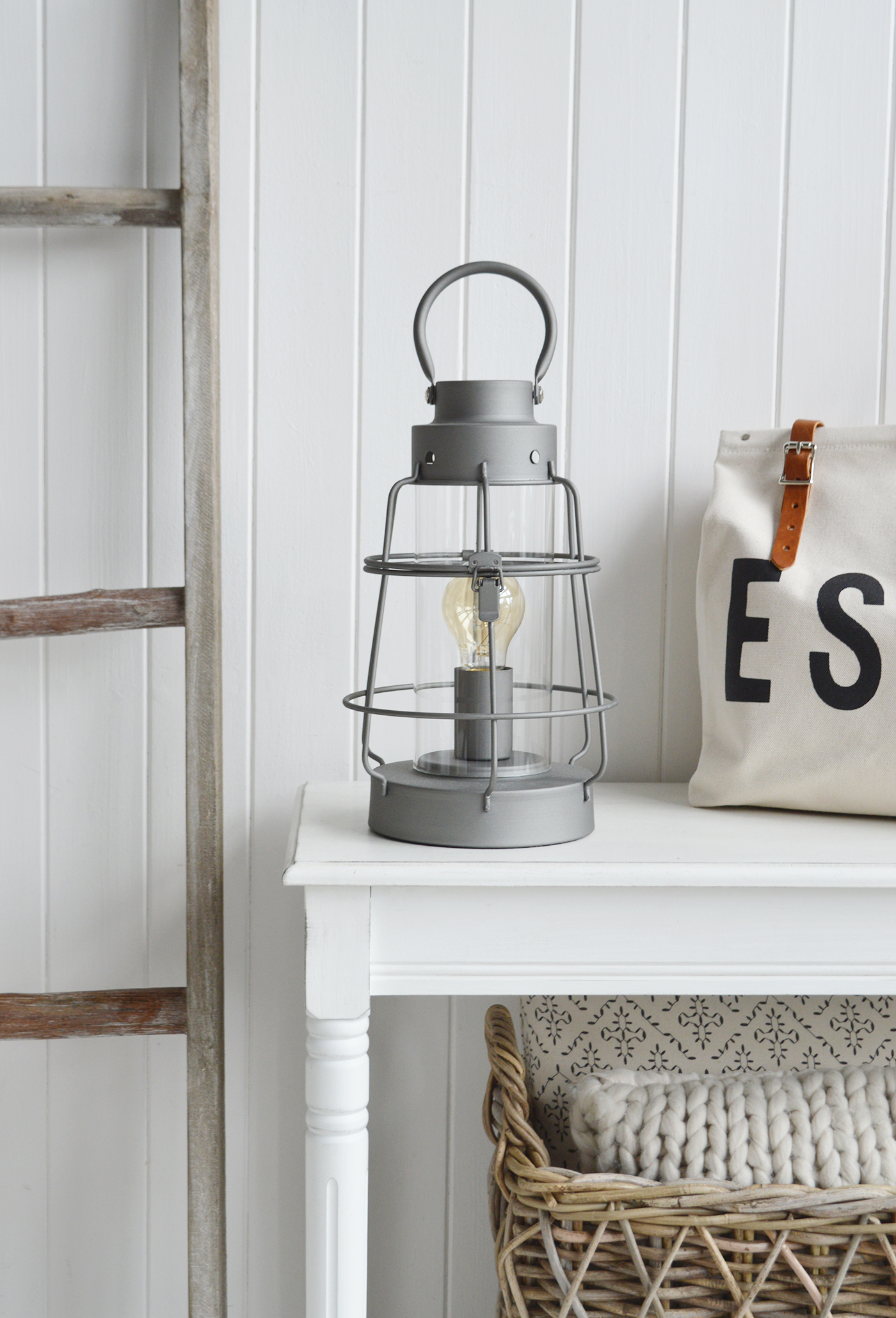 Brooksville Lantern table lamp for New England coastal home interiors