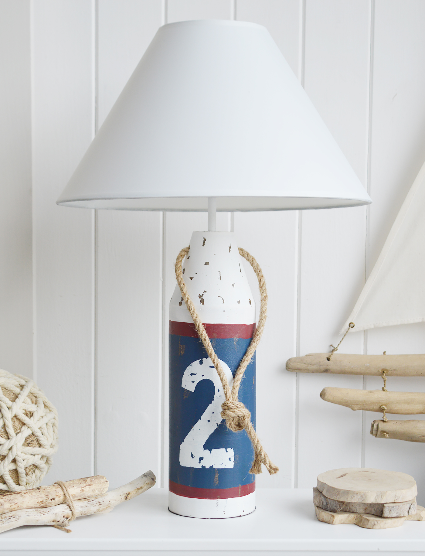 Float table lamp for New England lamps and lighting from The White Lighthouse Furniture. A lovely table lamp for bedside table or living room. New England furniture and interiors for coastal, country and city homes