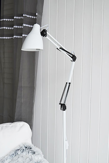 Brooklyn white floor lamp for beside sofa in living room