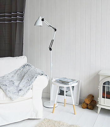 Brooklyn white floor lamp for bedside table