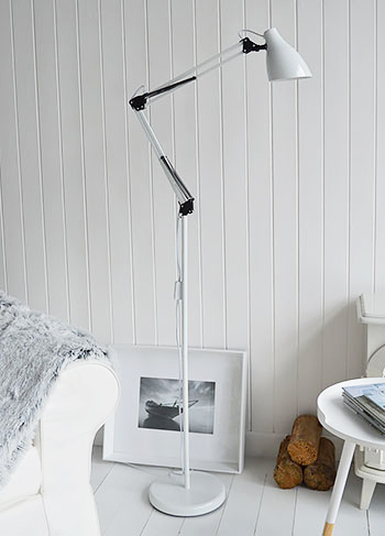 Brooklyn adjustable white floor lamp for living room