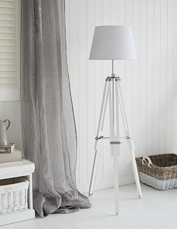 White Lexington floor lamp with chrome