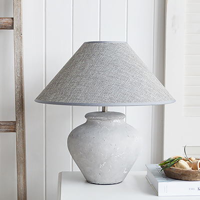 New England style lamps. Grey Stone lamp. Perfect  styling for a New England styled home in the living room, hallway or bedroom.