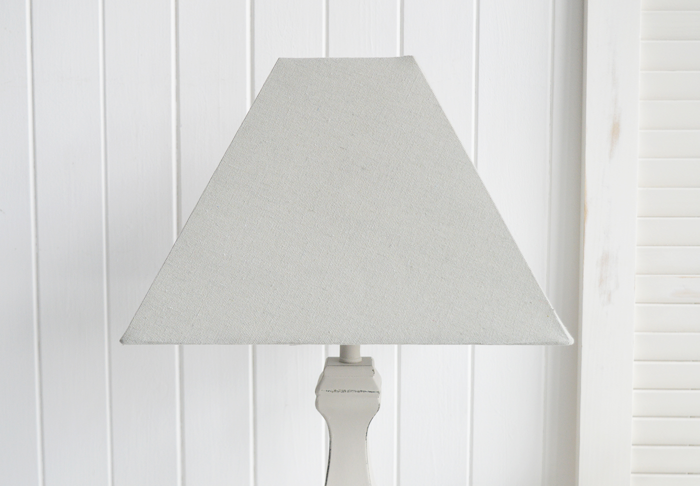 Hamptons Tall Soft Grey Table Lamp - New England Style Lamps from The White Lighthouse Furniture. Home Interiors and accessories for country, coastal, Modern Farmhouse and city New England Styled homes