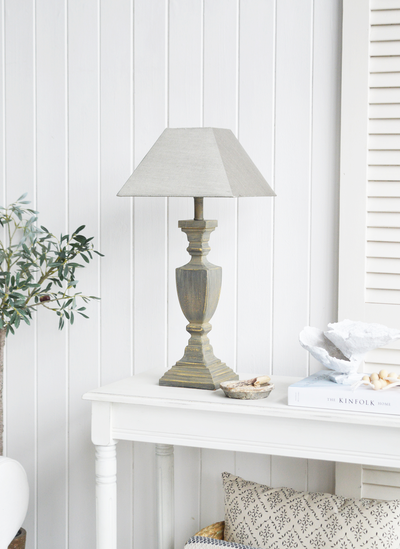 New England Style table lamps for country, coastal and city interiors and home from The White Lighthouse Furniture. Newhampton French Grey  