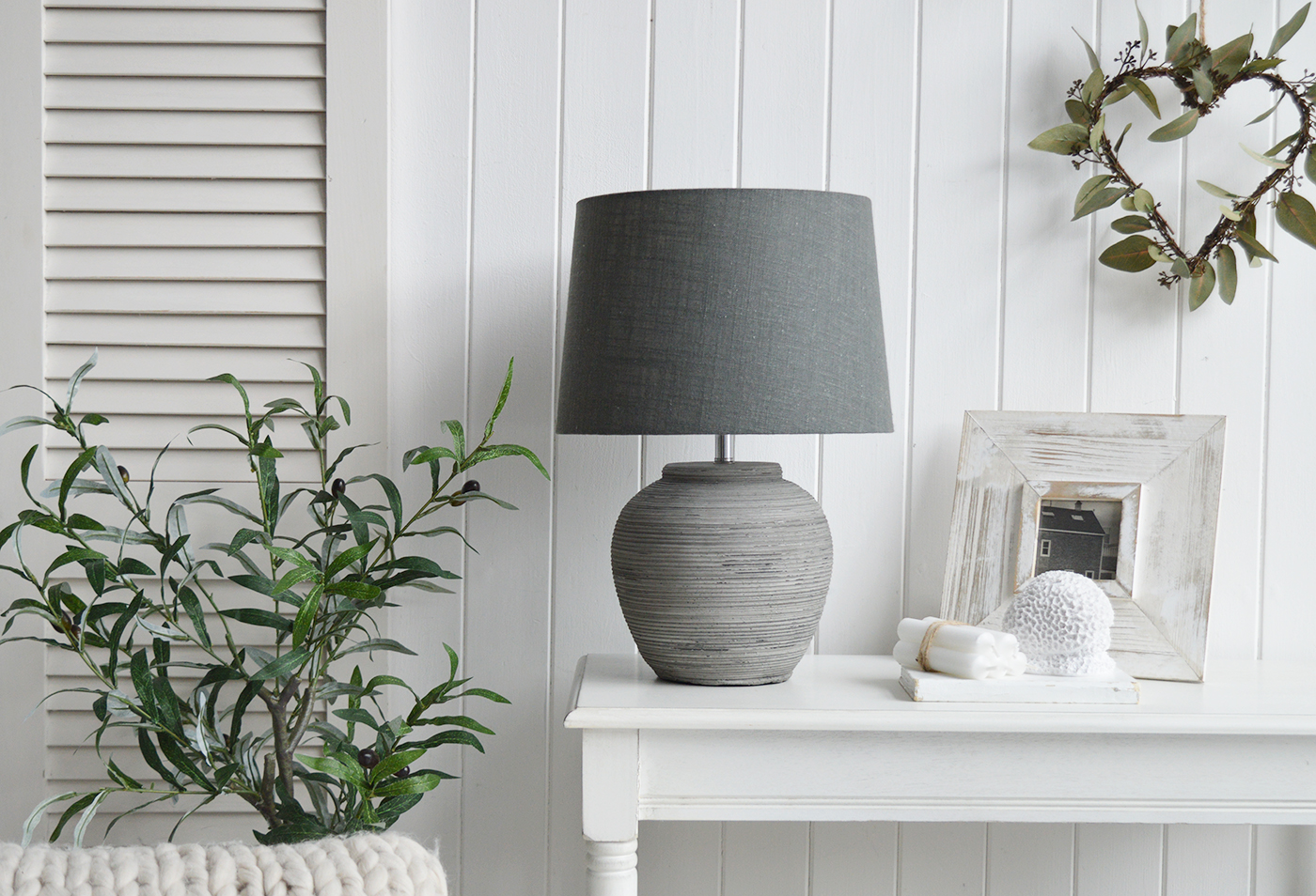 rey Stone Lamp - ideal in a coastal interior for Beach House and Hamptons style