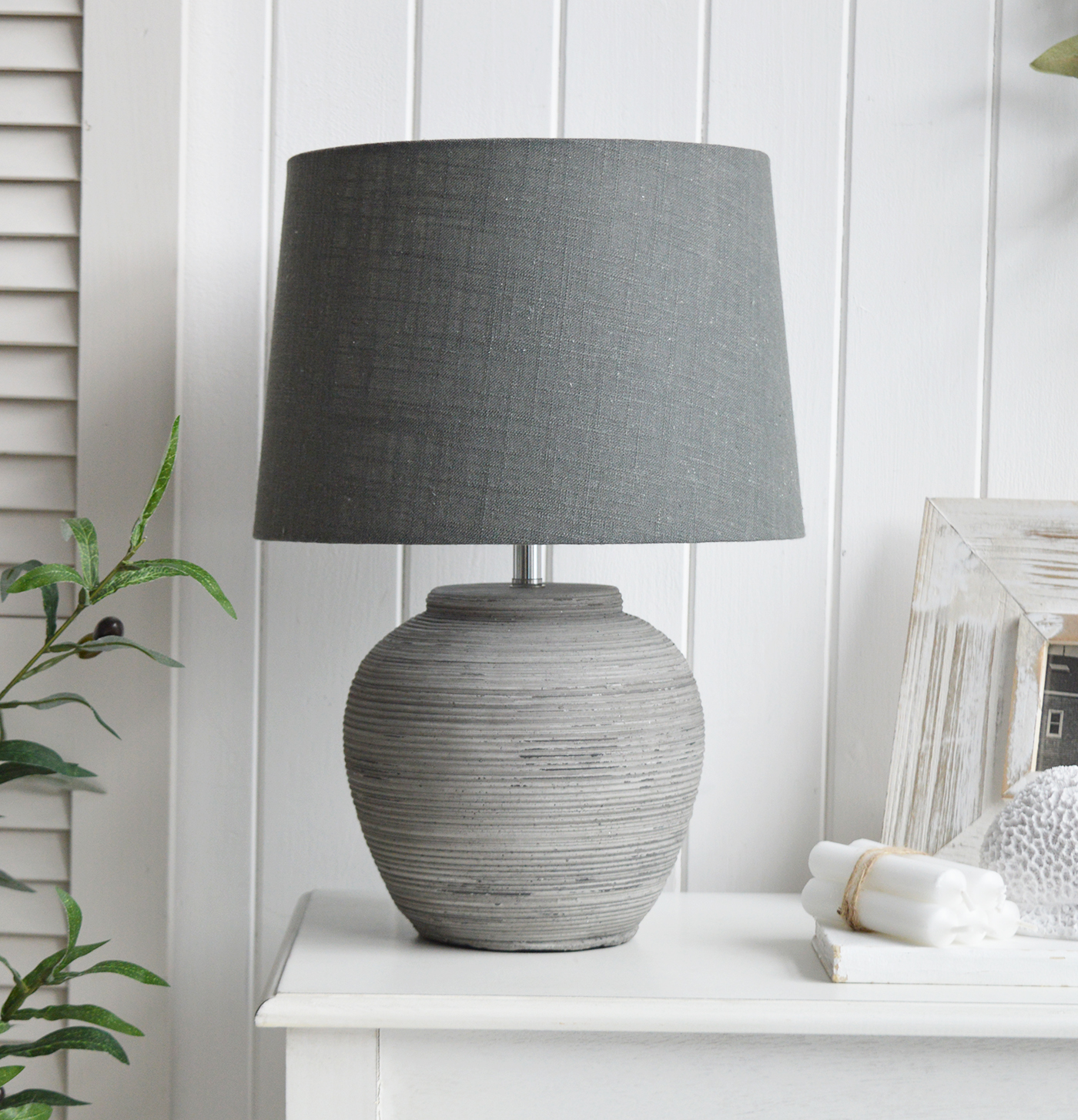 rey Stone Lamp - ideal in a coastal interior for Beach House and Hamptons style