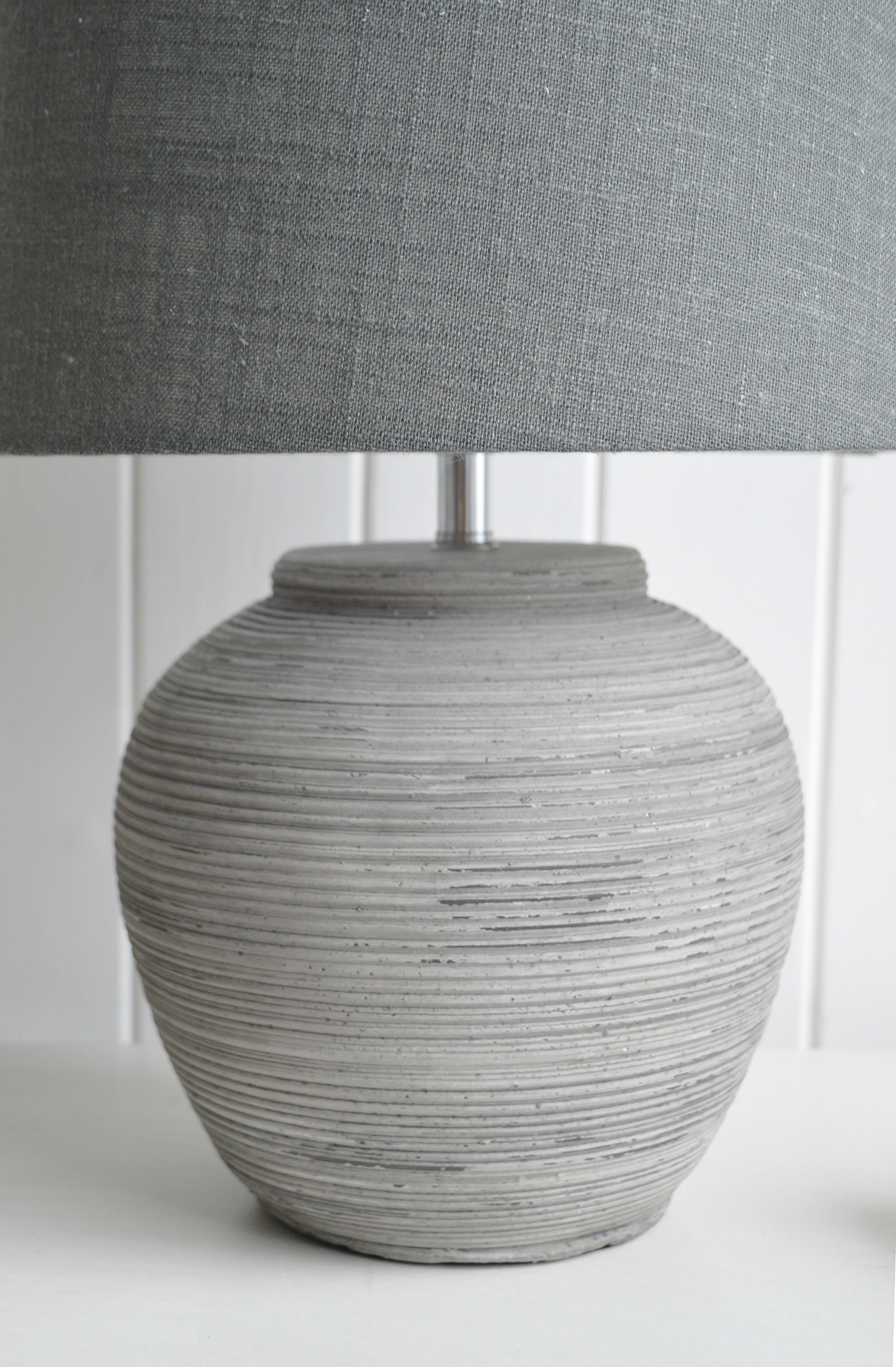 Pembrook grey stone lamp, ideal in a coastal setting for Beach House and Hamptons interiors