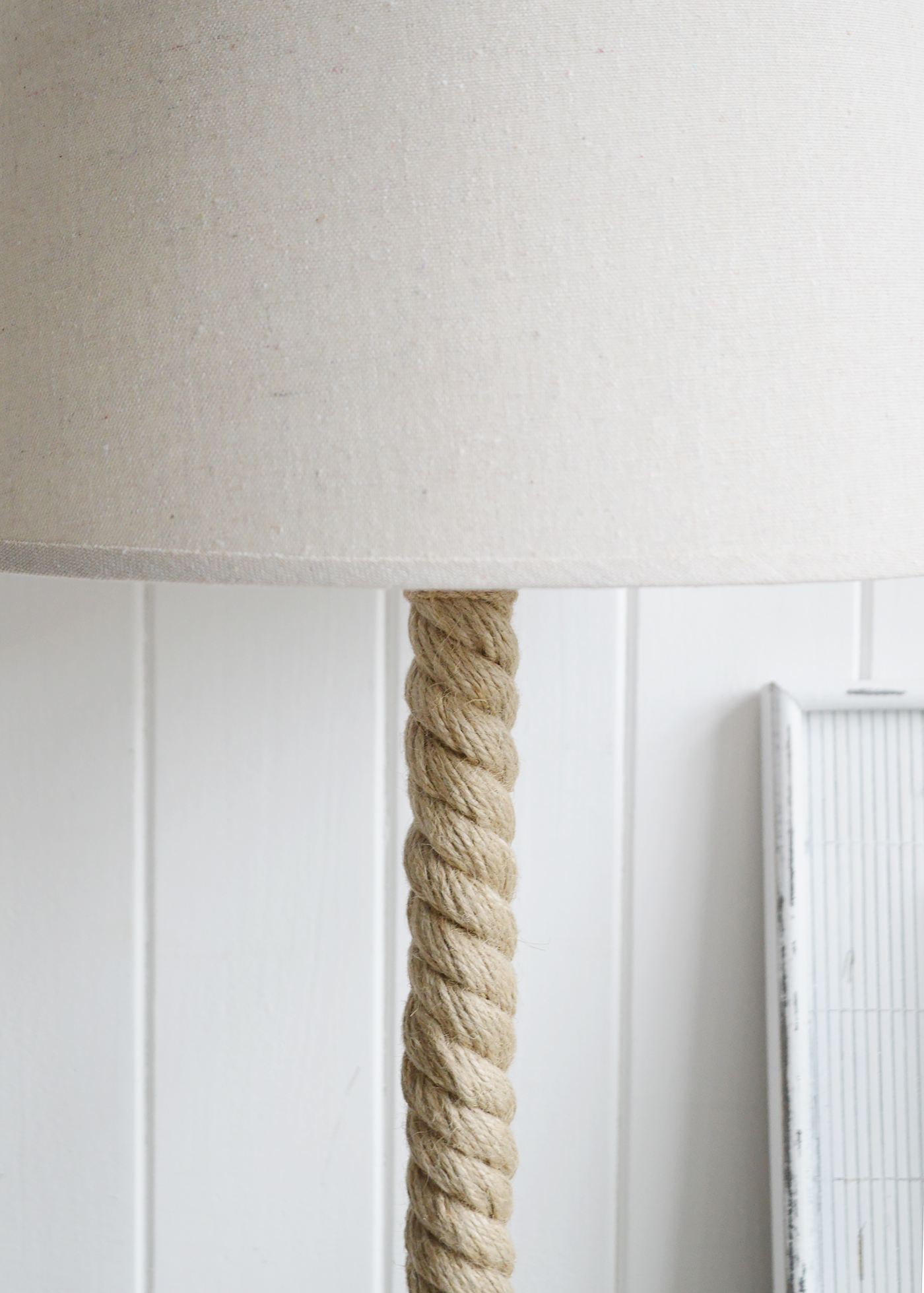 Rope Coastal table lamp  from The White Lighthouse Furniture. A lovely table lamp for bedside table or living room. New England furniture and interiors for coastal, country and city homes