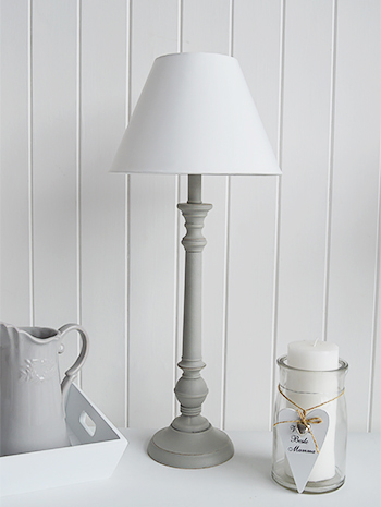 grey and white lamp