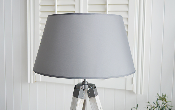Grey tripod floor lamp home best sale bargains