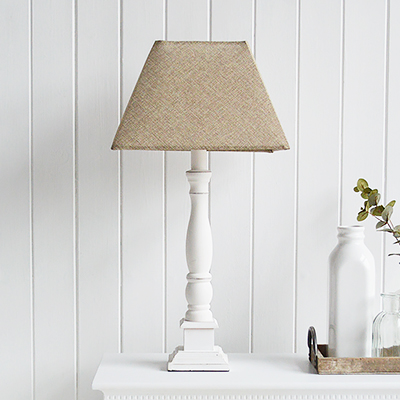 Headington  White Wooden table lamp for New England coastal, city and country home interiors from The White Lighthouse Furniture