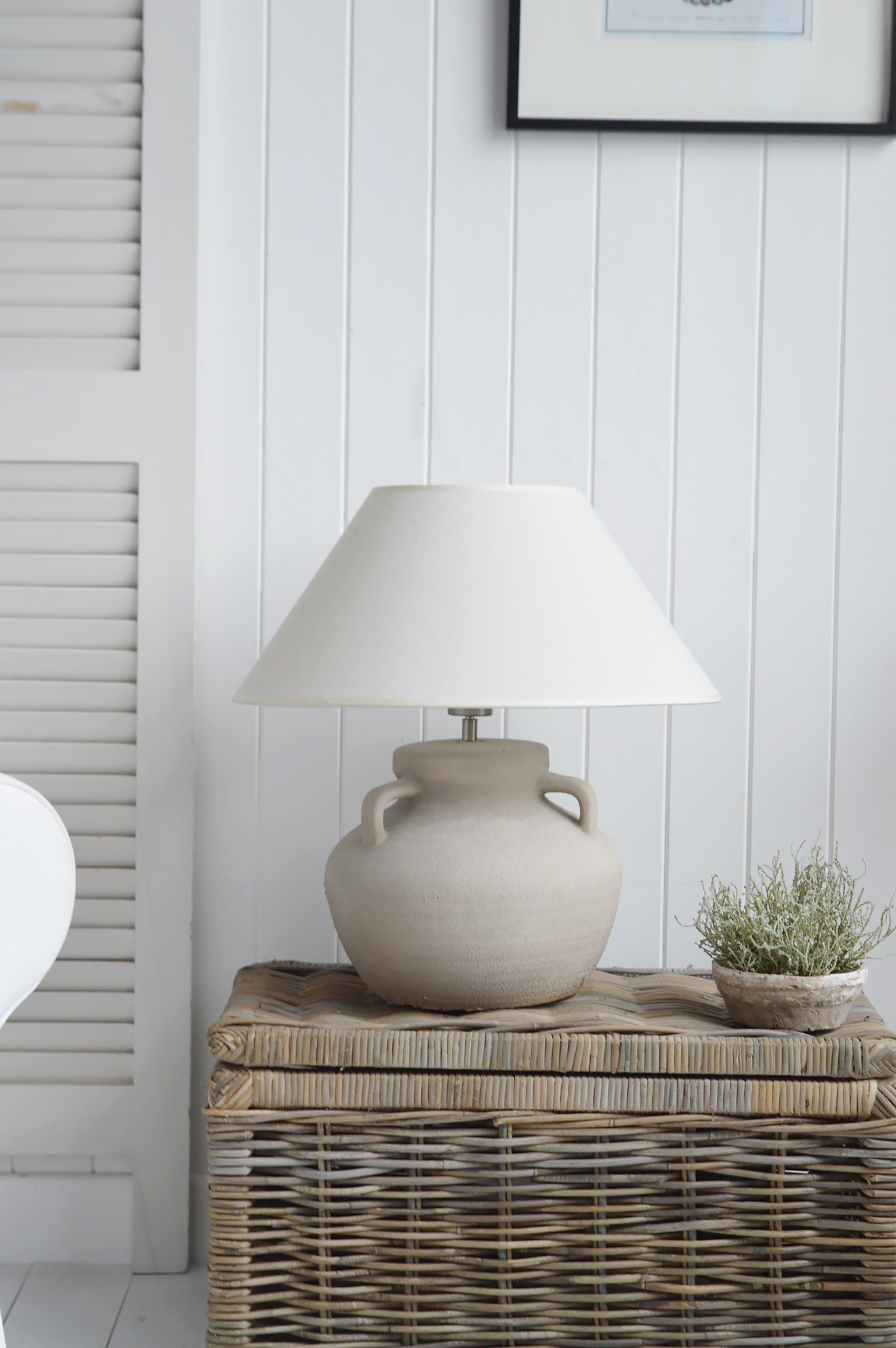 Winslow Stone Lamp - New England Coastal Style Table Lamps in a living room