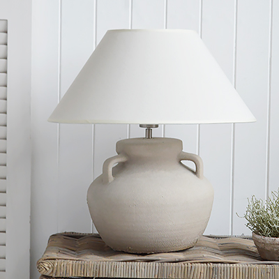 Winslow Stone Lamp - New England Coastal Style Table Lamps in a living room