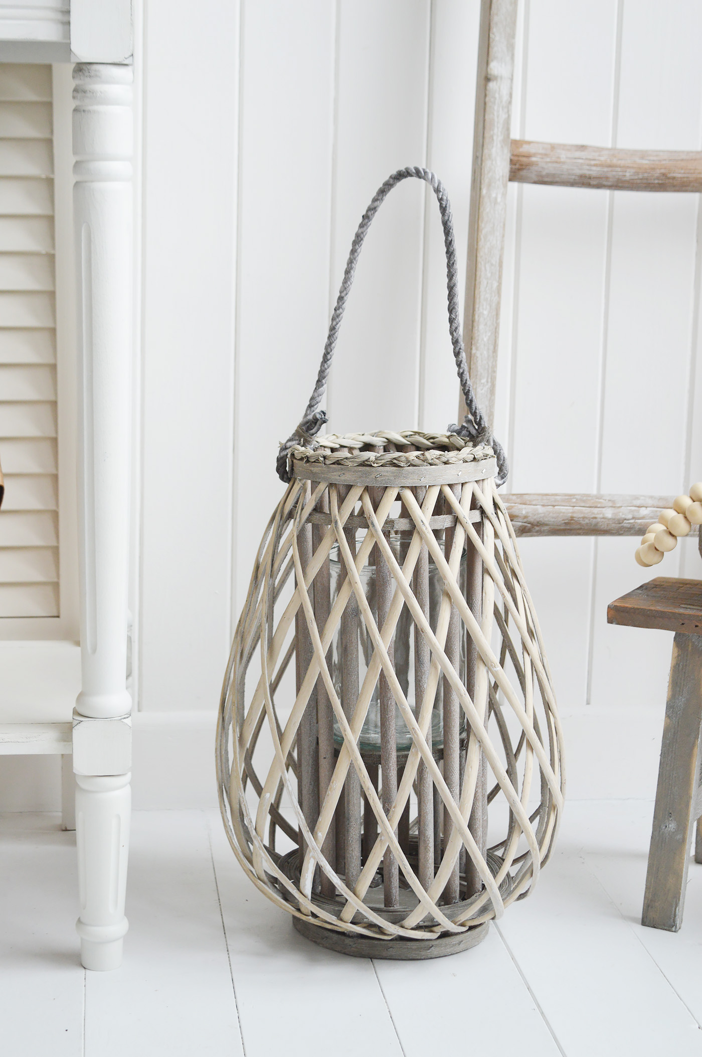 Grey Willow Lantern - New England Coastal & Country Furniture and Home Decor for beauriful homes. Hallway, Living Room Bedroom and Bathroom furniture