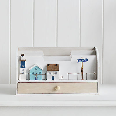 Coastal Scene letter rack from The White Lighthouse , New England style furniture and accessories for country, coastal, city and modern farm house