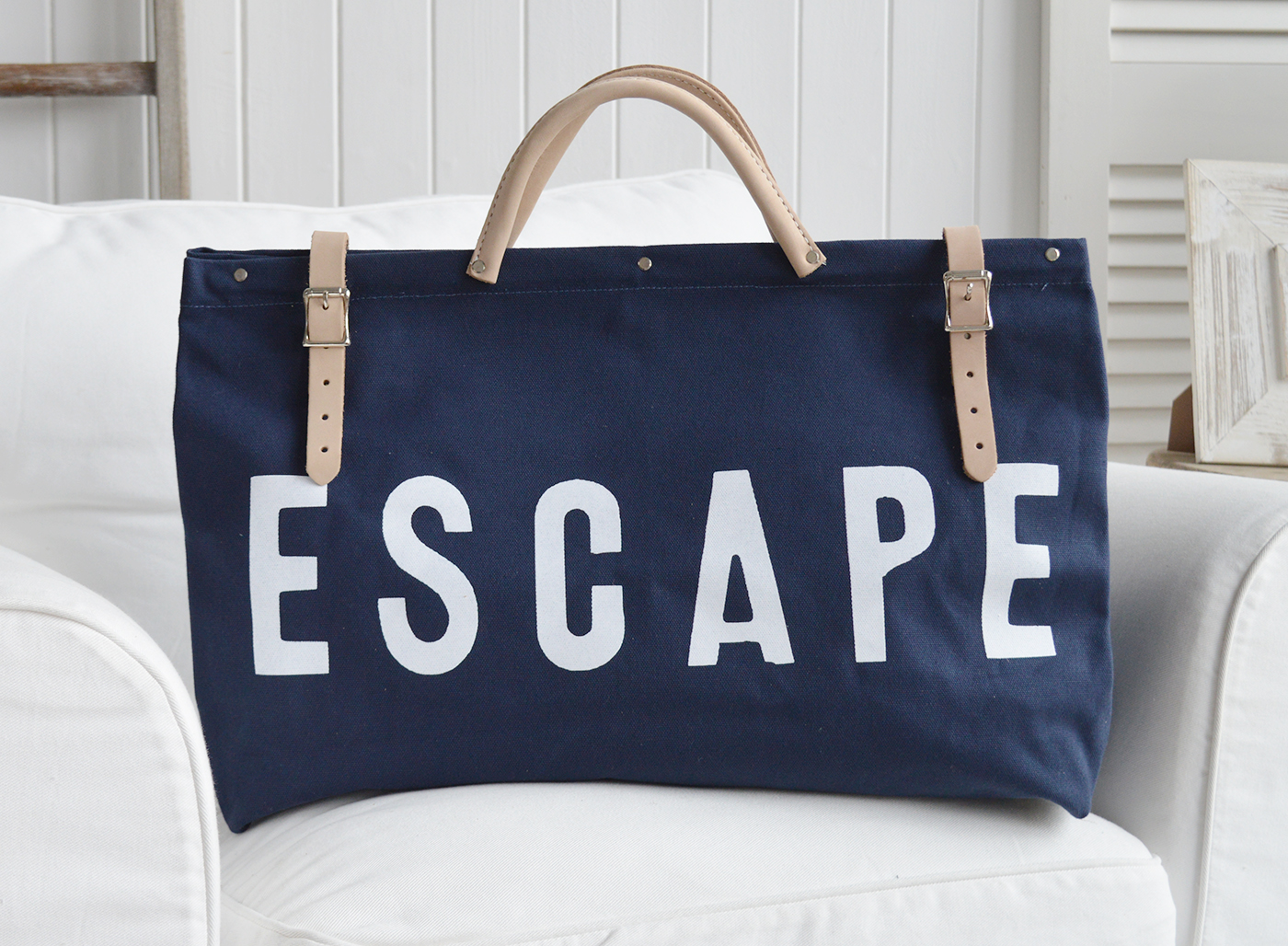 Modern Farmhouse, country and Coastal Furniture, lifestyle and accessories for the home. New England Lifestyle - Escape Canvas Utility Bag in Navy