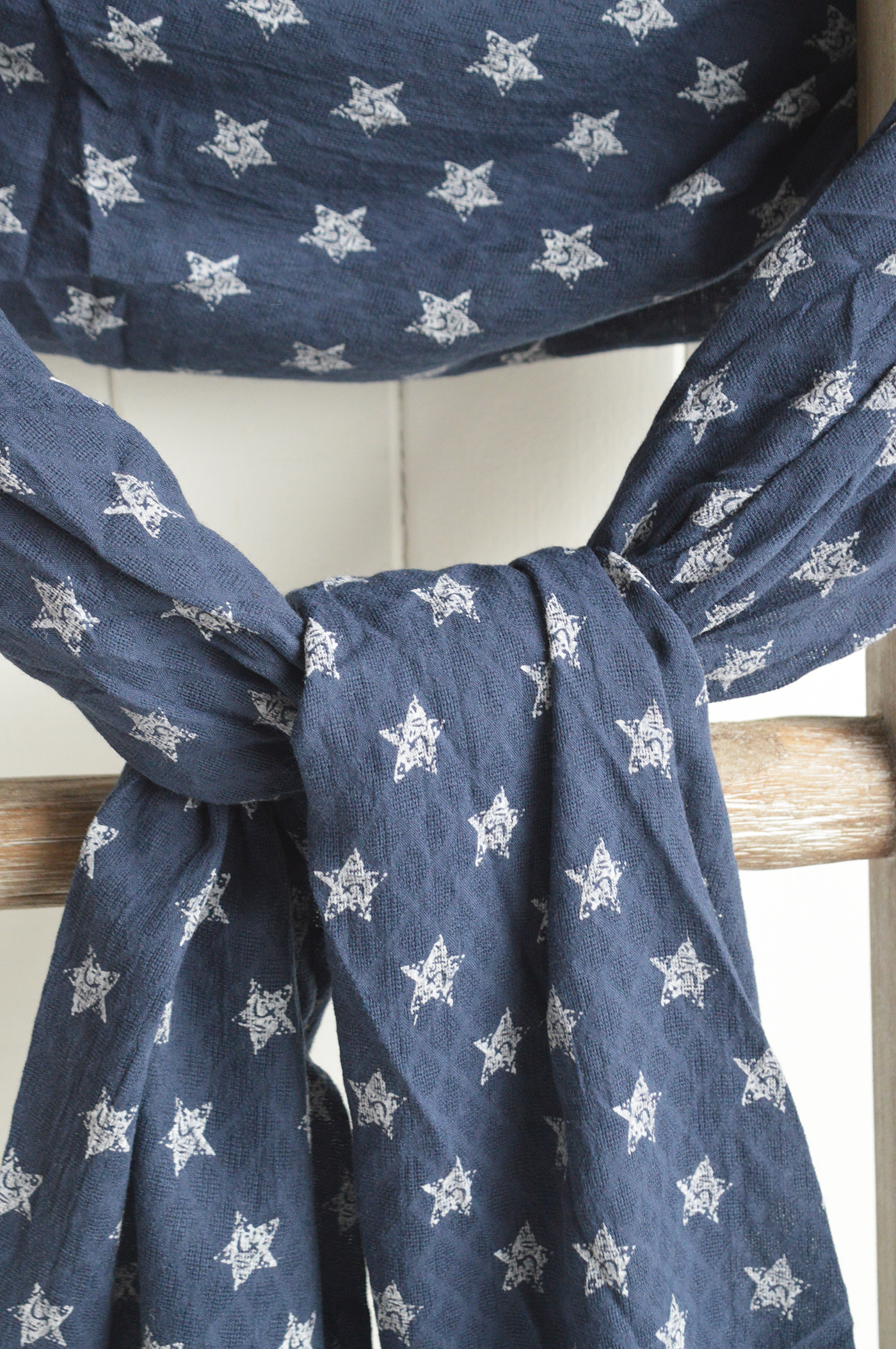 Navy Star Scarf The White Lighthouse. New England, White, Country and Nautical Coastal White Furniture, lifestyle and accessories for home interiors. White Star Scarf. Hallway, Living Room, Bedroom, Bathroom Furniture and Home Decor Interiors as well as Lifestyle range of bags, scarves, umbrellas and jewellery