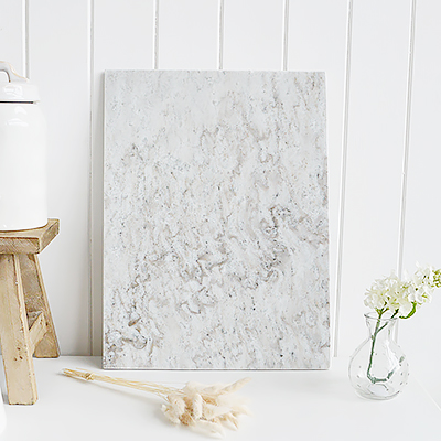 Grey & White marble Round Tray Chopping Board- New England style White Home Accessories for country, coastal and city homes and interiors