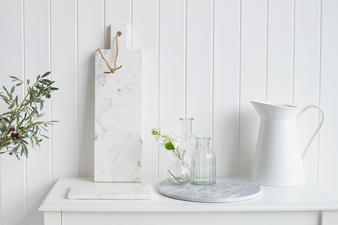 White marble Paddleboard - New England style White Home Accessories for country, coastal and city homes and interiors