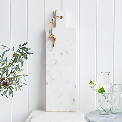 White Marble Paddleboard- New England style White Home Accessories for country, coastal and city homes and interiors