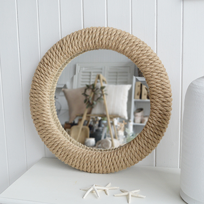 Add texture and timeless style to your home with the Boothbay Rope Mirror. A natural rope-framed coastal wall mirror, perfect for Hamptons, New England and modern coastal interiors.