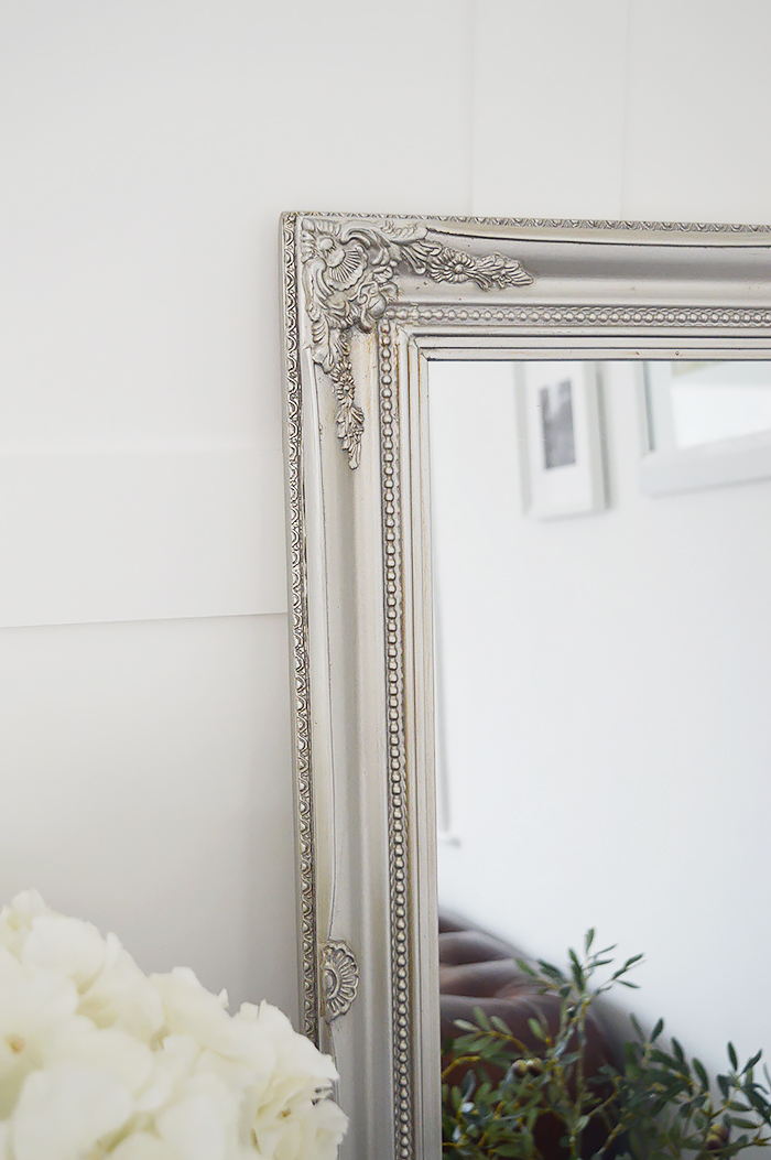 Silver wall mirror. Over mantel, dressing table or hall
