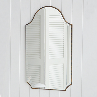 Waterbury shaped wall mirror for New England inspired modern farmhouse, coastal and country home interiors