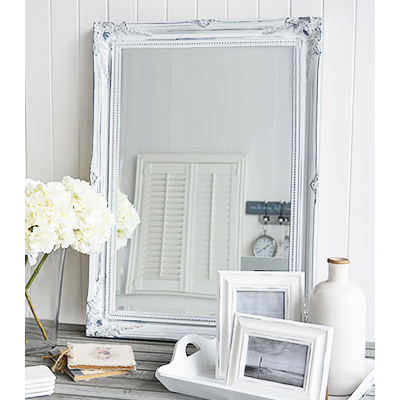 Large White Wall Mirror for coastal, country and city New England styled homes and interiors from The White Lighthouse Furniture