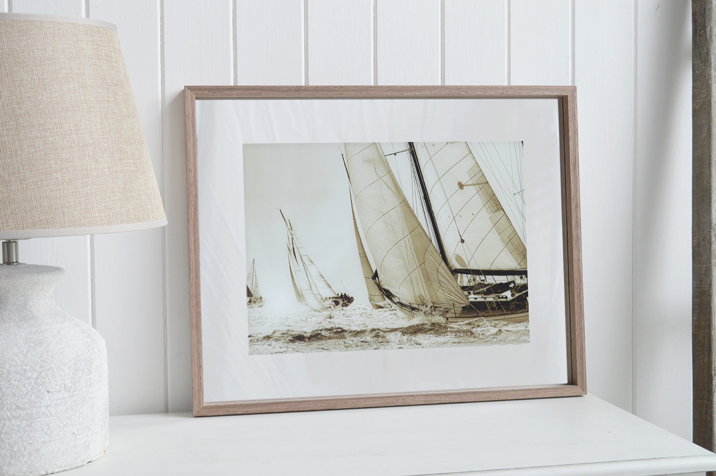 New England Coastal Wall Art  - Yacht and Mirror Frame