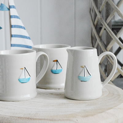 Mini mug and milk jug  - Coastal furniture and home decor from The White Lighthouse coastal, New England and country furniture and home decor accessories UK