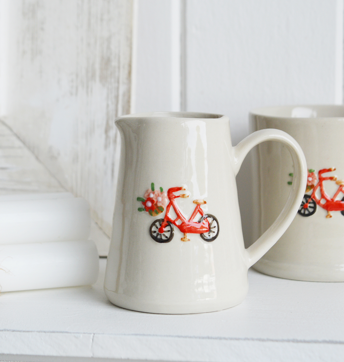 Bicycle Mini mug and milk jug  - Coastal furniture and New England home decor from The White Lighthouse coastal, New England and country furniture and home decor accessories UK