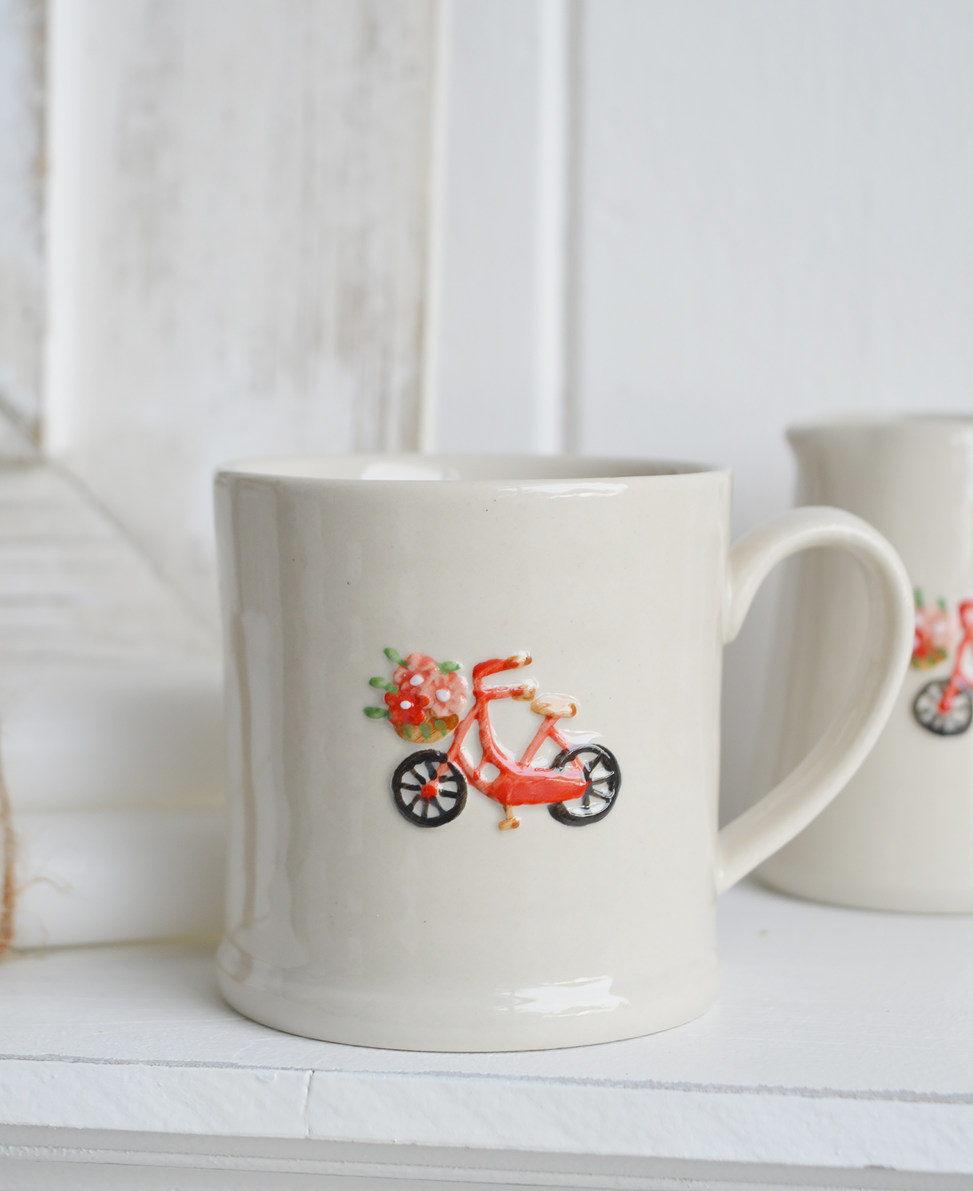 Bicycle Mini mug and milk jug  - Coastal furniture and New England home decor from The White Lighthouse coastal, New England and country furniture and home decor accessories UK