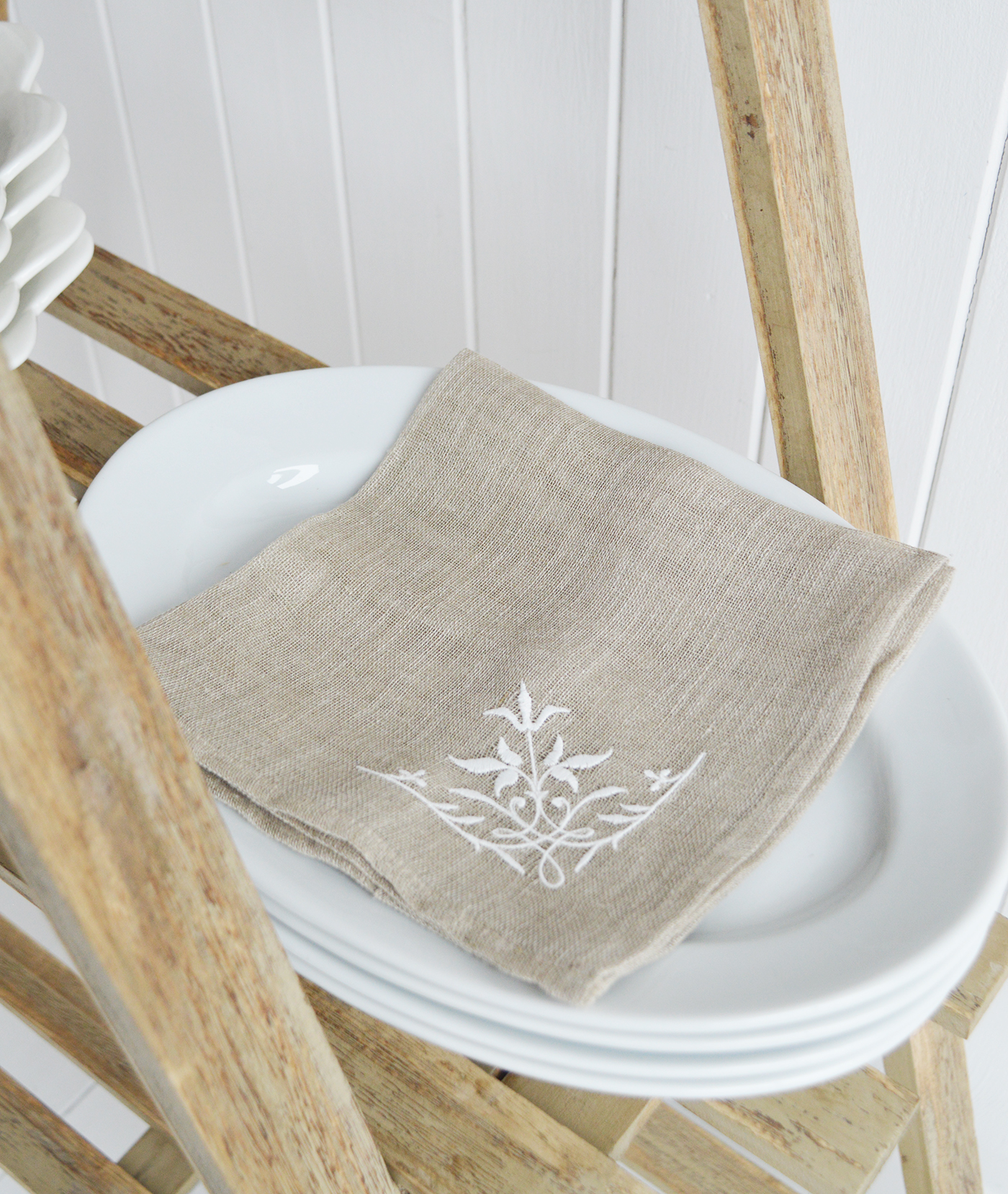 Linen Napkin Placemat - Table Centre Piece. White for New England Style interiors for coastal, country and city home interiors from The White Lighthouse