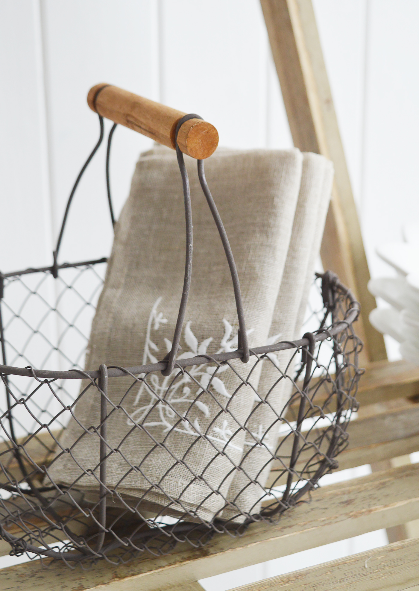 Linen Napkin Placemat - Table Centre Piece. White for New England Style interiors for coastal, country and city home interiors from The White Lighthouse