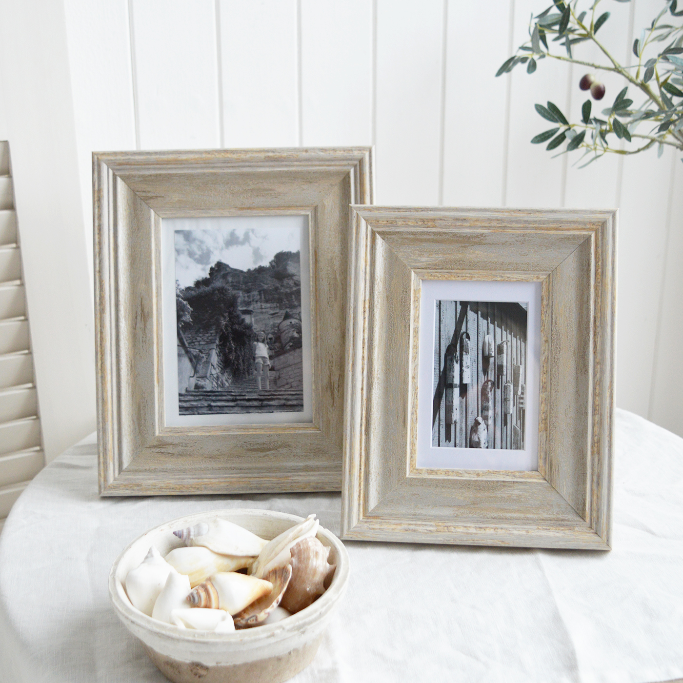 Hamptons and New England coastal style photo frames for styling beach house homes and interiors