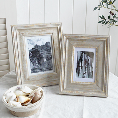 Camden Driftwood effect photoframes 5 x 7 photographs - portrait or landscape. White Furniture and home decor accessories for the New England styled home for all country, coastal and city houses