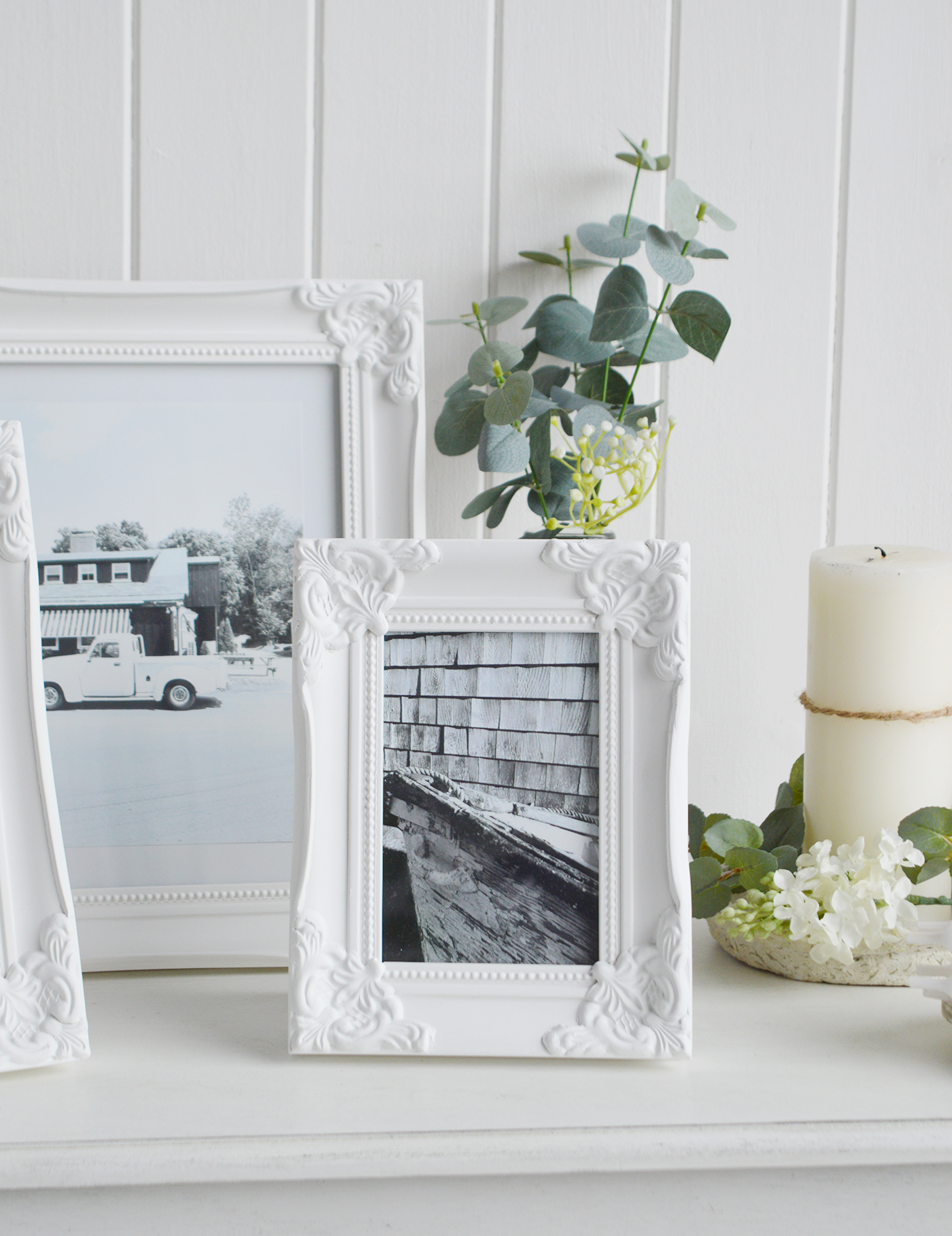 Camden White Wooden Photoframes New England Coastal Interiors and