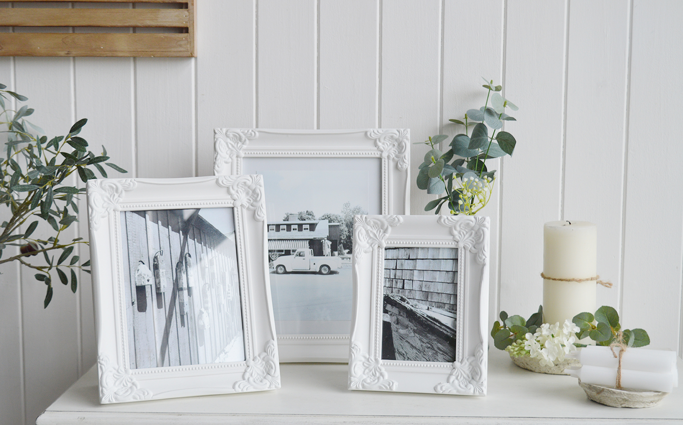 Camden White Wooden Photoframes New England Coastal Interiors and