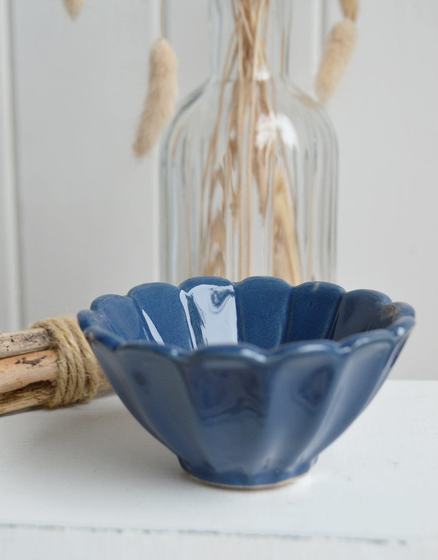 Handcrafted blue ceramic bowl for coastal home decor