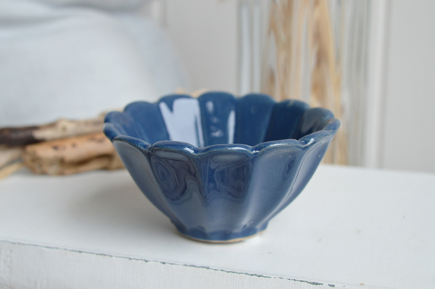 Deep ocean blue bowl for coastal accessories